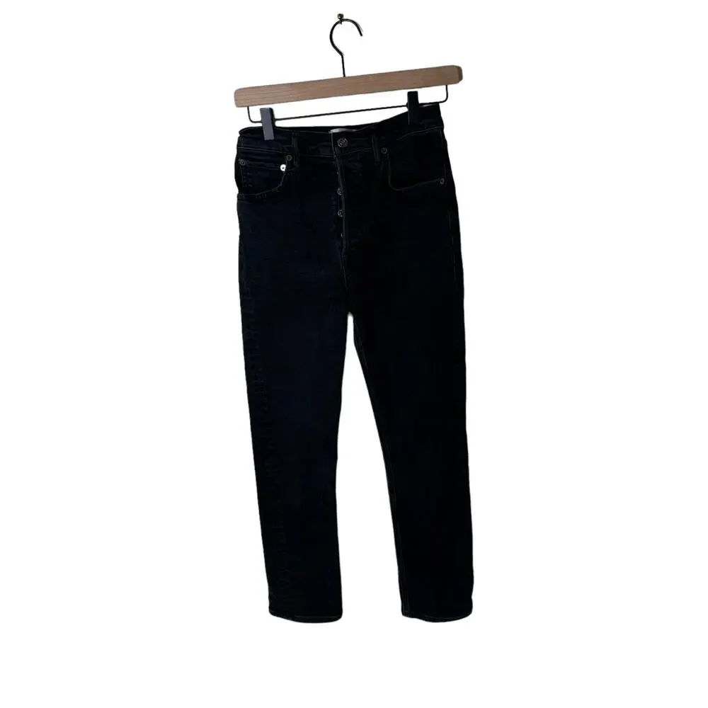 AGOLDE RILEY HIGH RISE STRAIGHT CROP (STRETCH) IN PANORAMIC Button Fly Size 25
